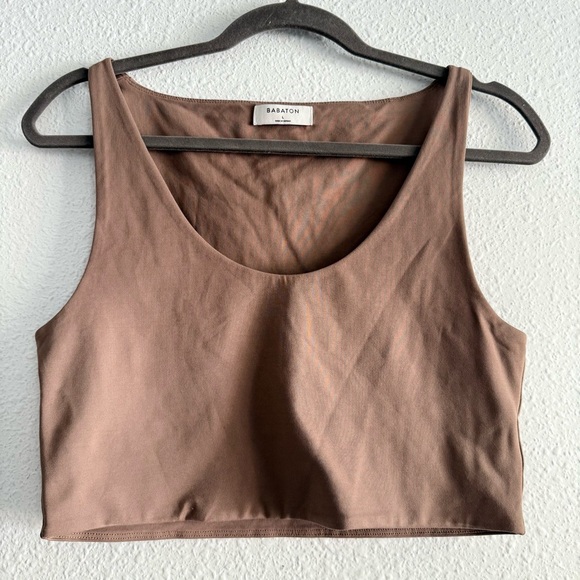 Babaton Aritzia Crop Fitted Tank Top Size L Brown - Picture 1 of 5